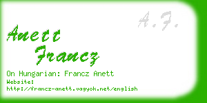 anett francz business card